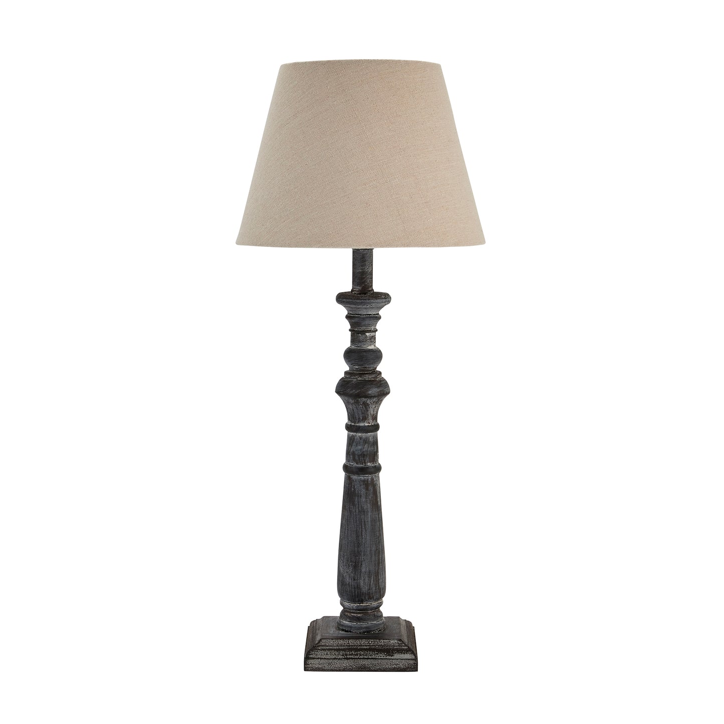 Mossfern Grey Washed Wooden Column Table Lamp