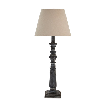 Mossfern Grey Washed Wooden Column Table Lamp