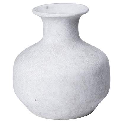 Terra White Stoneware Squat Textured Ceramic Vase