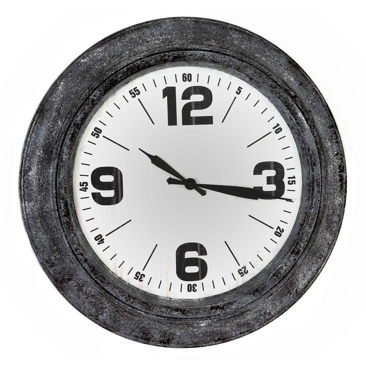 45cm Industrial Distressed Black Framed Wall Clock