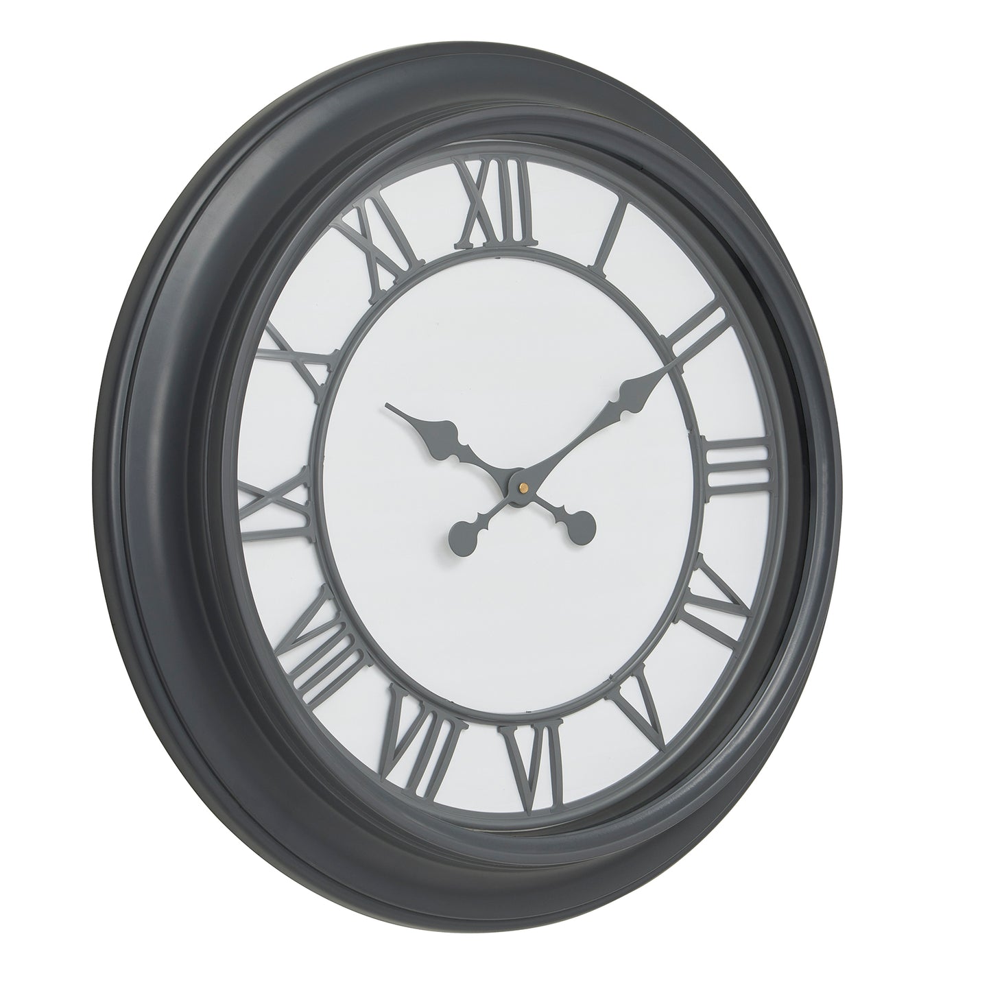 Black Metal Frame Roman Numeral Wall Clock with Glass Cover