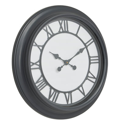 Black Metal Frame Roman Numeral Wall Clock with Glass Cover