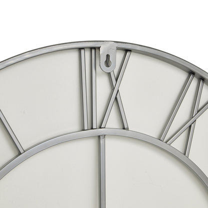 Minimalist Silver Metal Open Frame Wall Clock with Roman Numerals