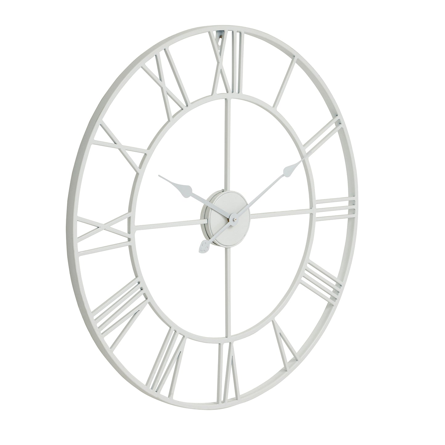 Minimalist White Metal Open Frame Wall Clock with Roman Numerals