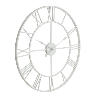 Minimalist White Metal Open Frame Wall Clock with Roman Numerals
