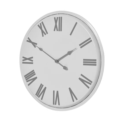 White Wall Clock with Grey Roman Numerals