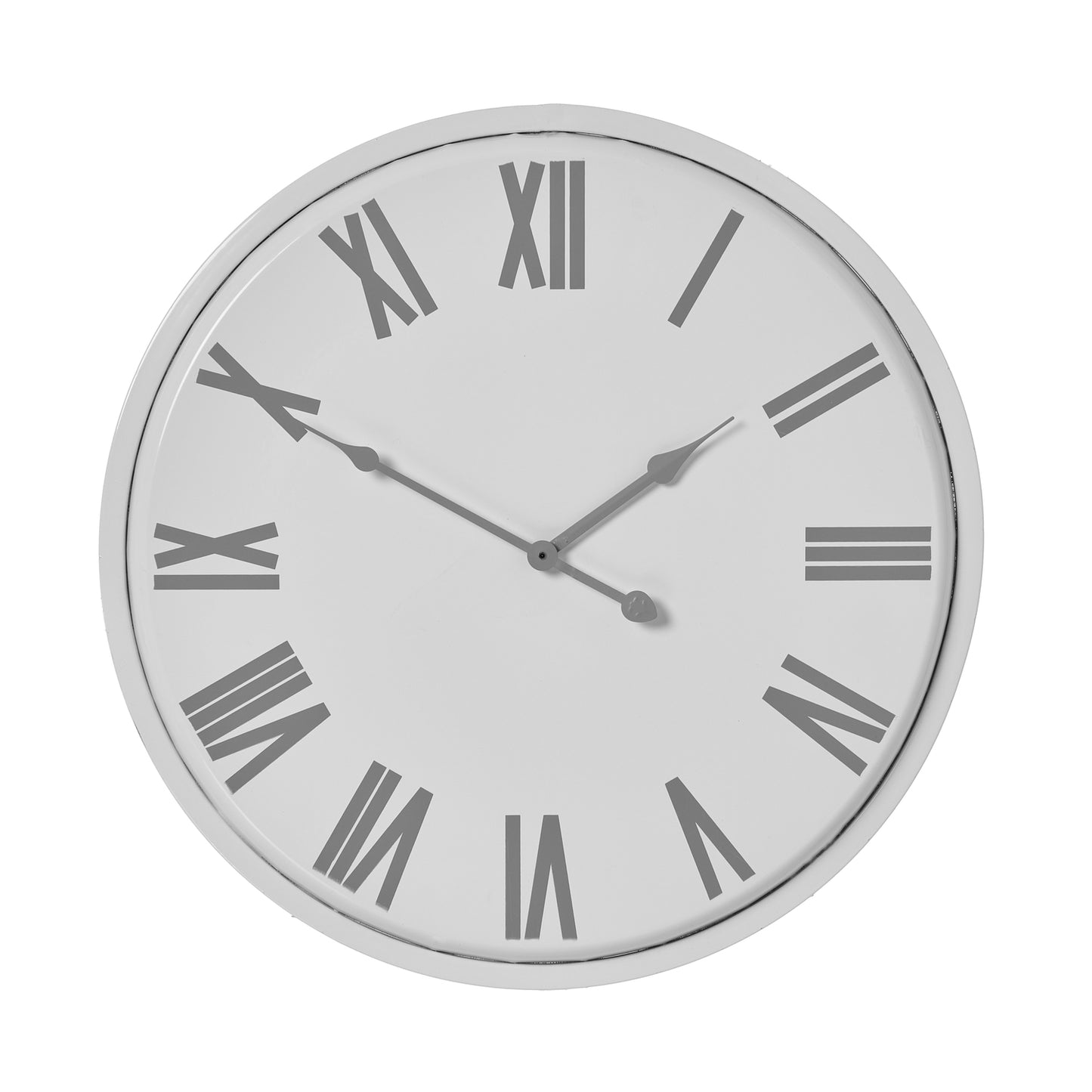 White Wall Clock with Grey Roman Numerals