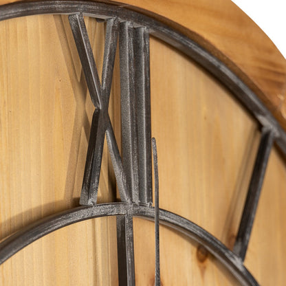 Rustic Roman Numerals Wooden Round Wall Clock