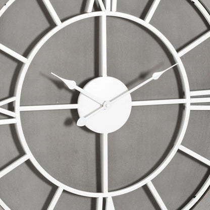 Minimalist Roman Numerals Grey & White Round Wall Clock