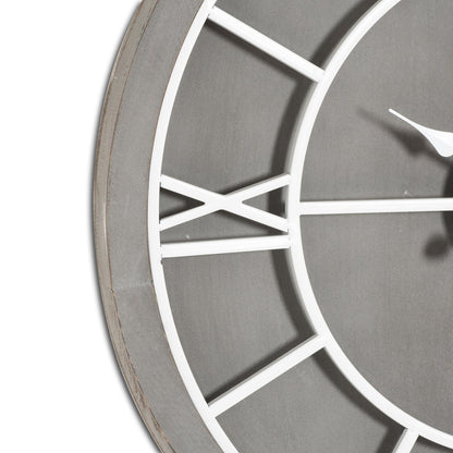 Minimalist Roman Numerals Grey & White Round Wall Clock