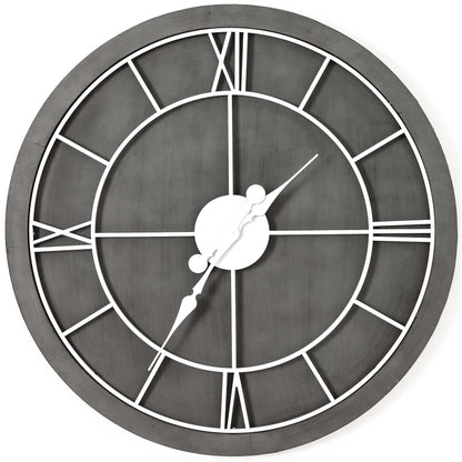 Minimalist Roman Numerals Grey & White Round Wall Clock