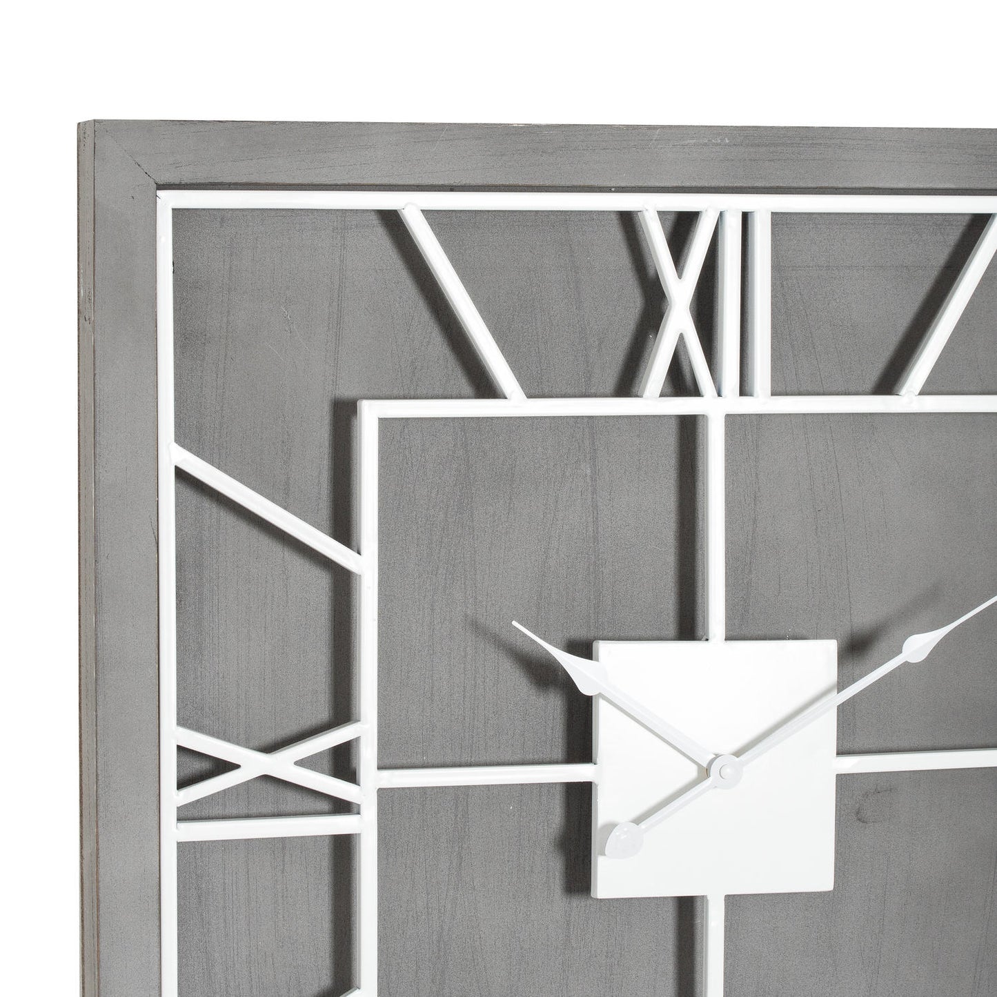 Minimalist Roman Numerals Grey & White Square Wall Clock