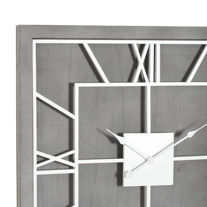 Minimalist Roman Numerals Grey & White Square Wall Clock