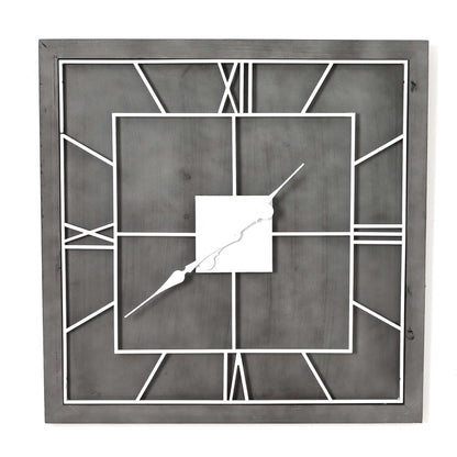 Minimalist Roman Numerals Grey & White Square Wall Clock