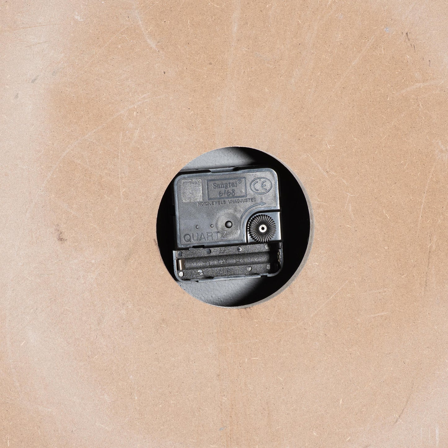 Large White Washed Round Rustic Grey Skeleton Wall Clock