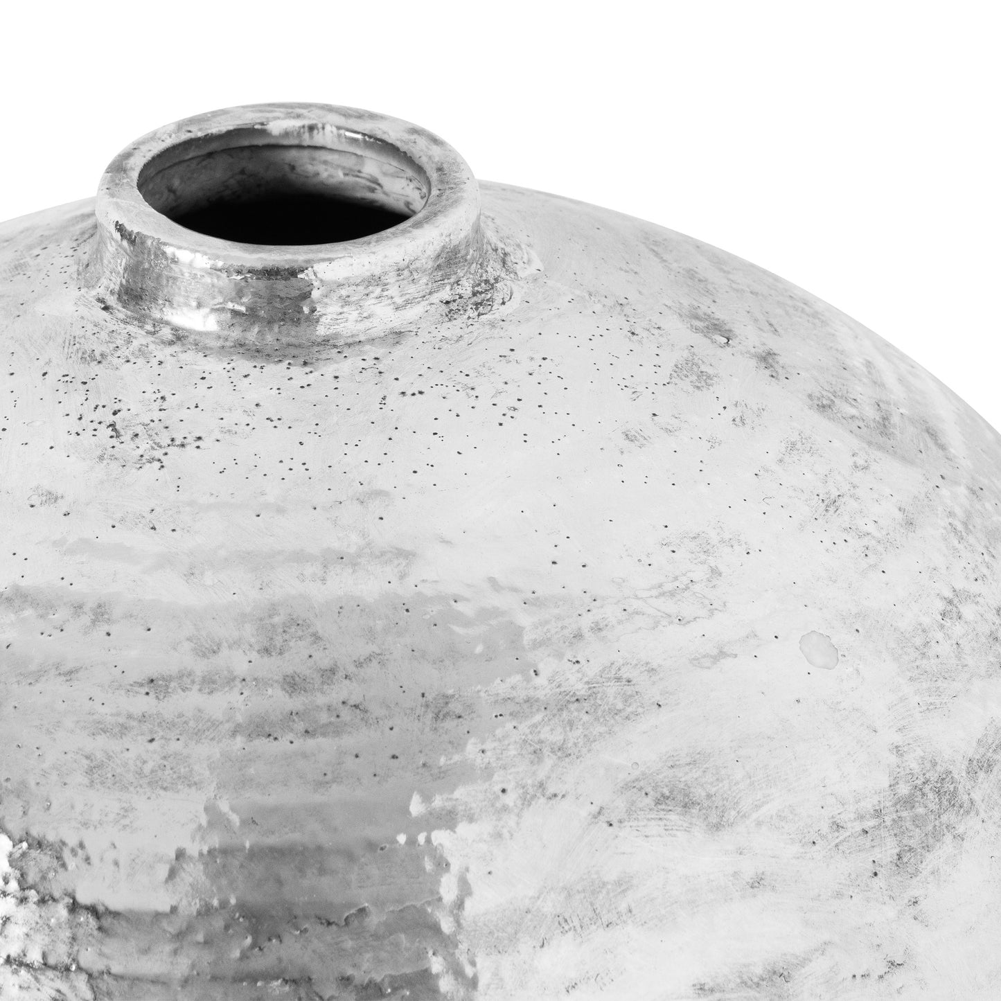 Large Hammered Silver Ceramic Vase