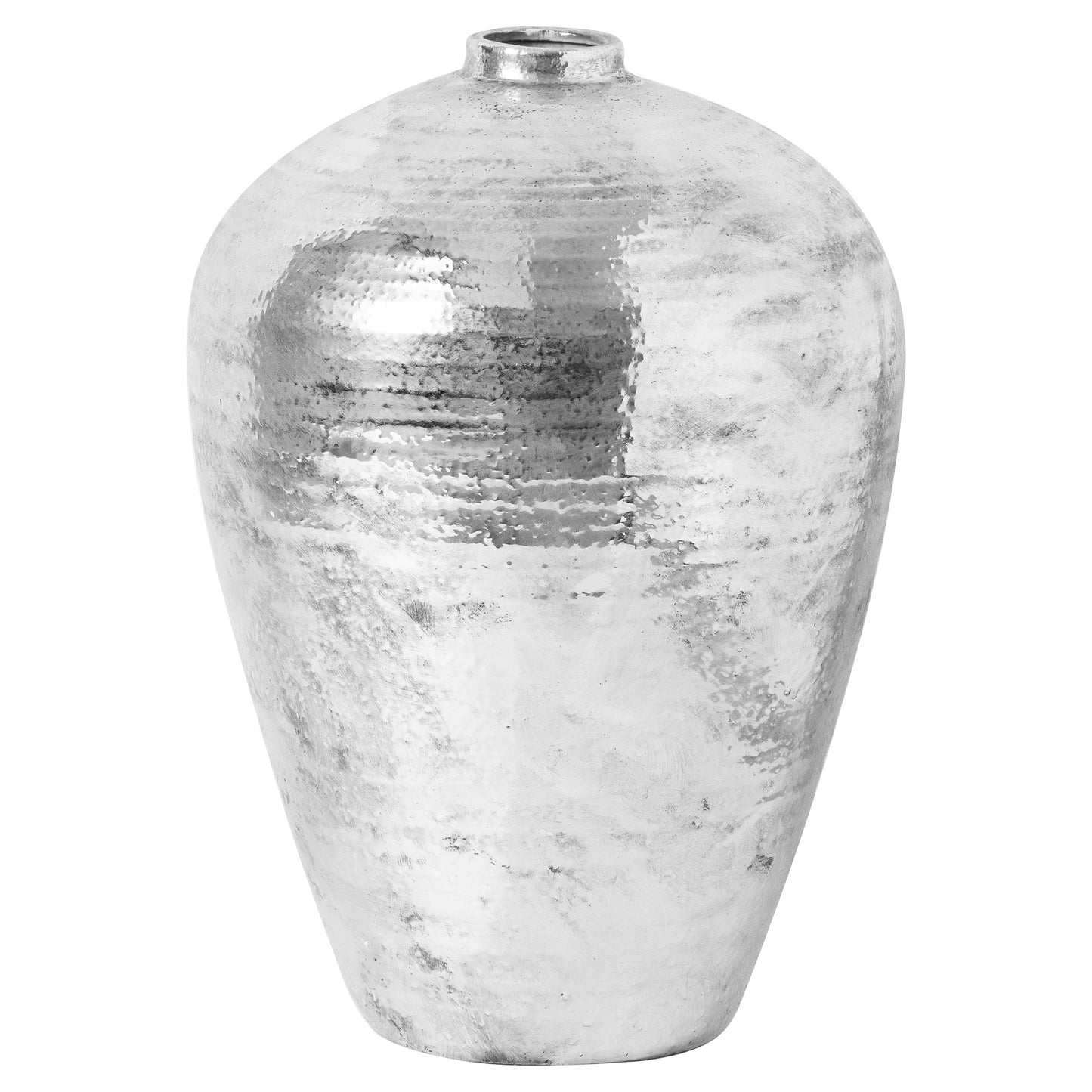 Large Hammered Silver Ceramic Vase