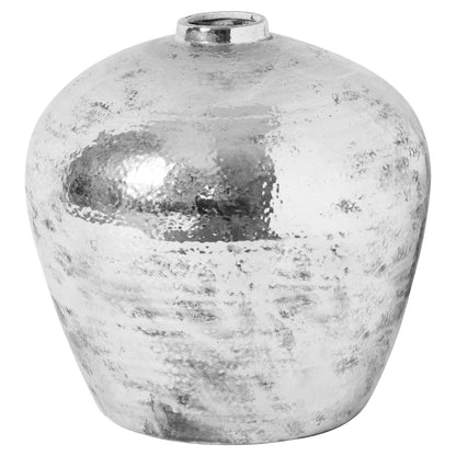 Hammered Silver Ceramic Vase