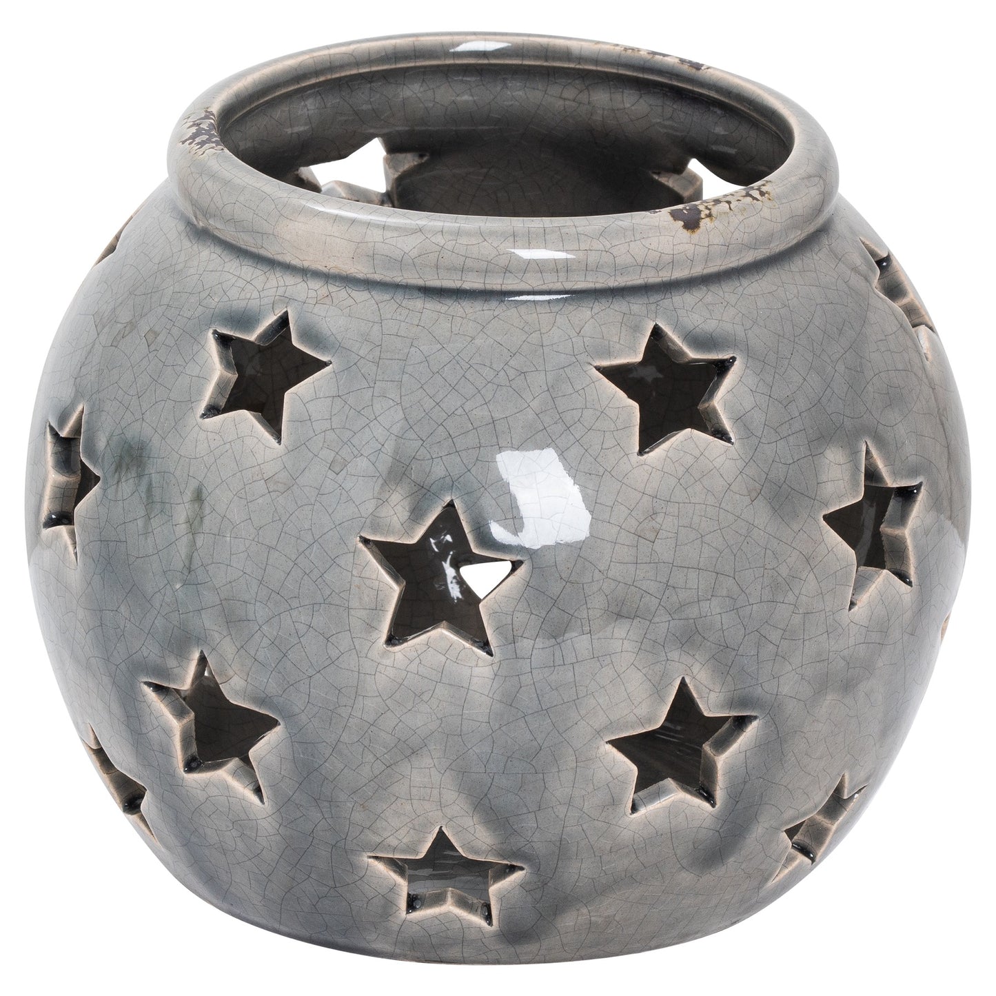 Large Grey Ceramic Star Candle Holder Lantern