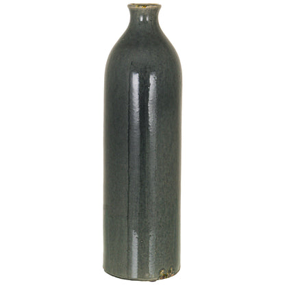 Bloomwood Grey Glazed Tall Bottle Ceramic Vase Narrow Neck Crackle Effect