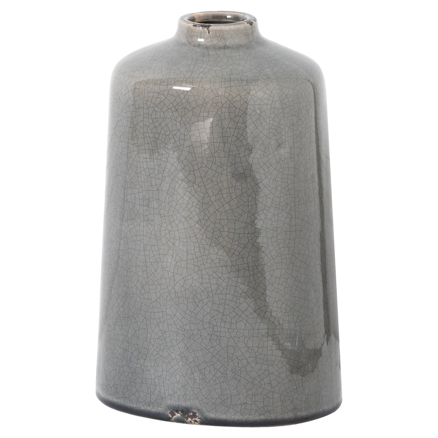 Bloomwood Grey Glazed Round Bottle Ceramic Vase Crackle Effect