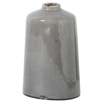 Bloomwood Grey Glazed Round Bottle Ceramic Vase Crackle Effect