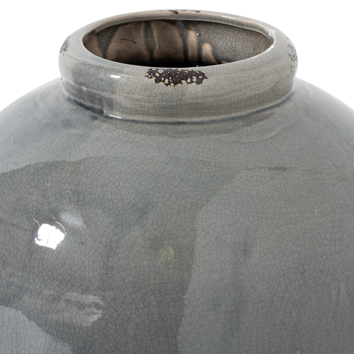 Bloomwood Grey Glazed Tall Ceramic Vase Crackle Effect