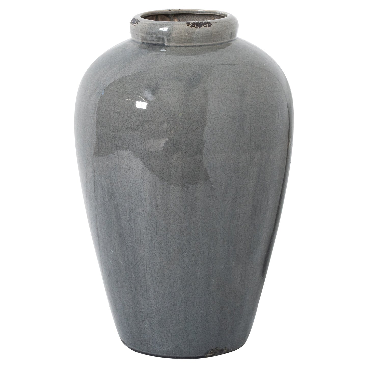 Bloomwood Grey Glazed Tall Ceramic Vase Crackle Effect