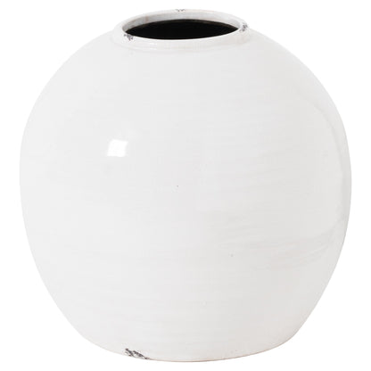 Bloomwood White Glazed Round Ceramic Vase
