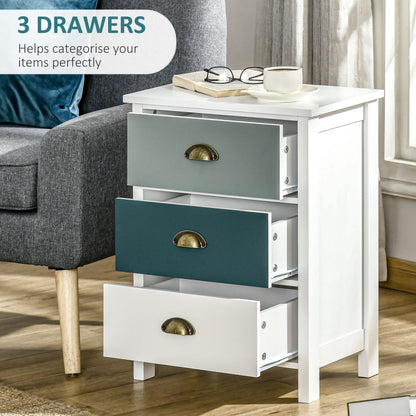 Dilosu Noka Set Of 2 Shabby Chic 3 Drawer Bedside Tables In Grey And Blue