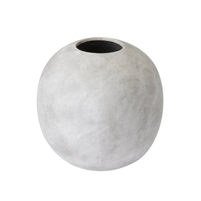Terra Small White Stoneware Textured Ceramic Globe Vase