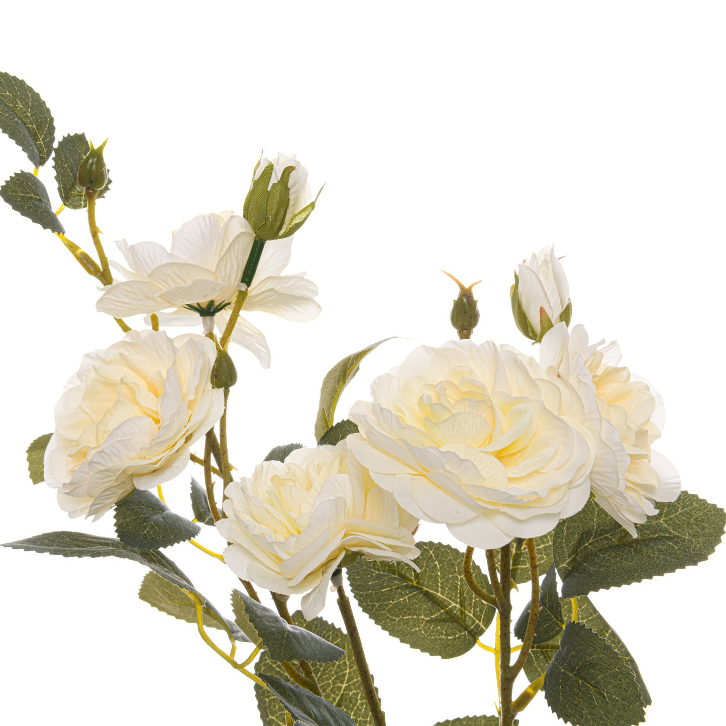 Set of 3 Artificial Flowers Soft White Cottage Rose Stems