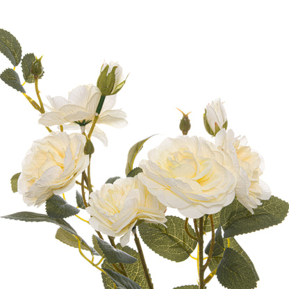 Set of 3 Artificial Flowers Soft White Cottage Rose Stems