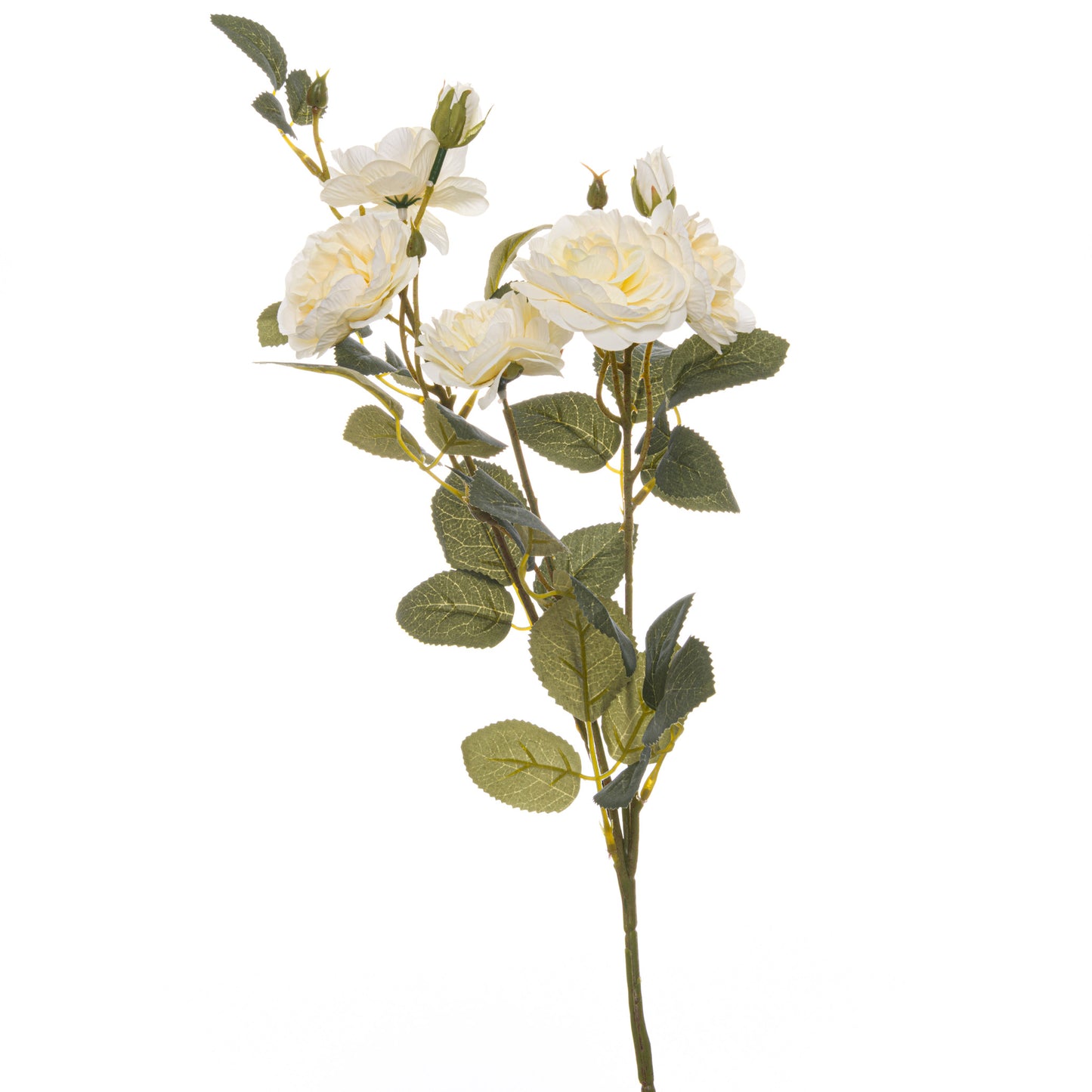 Set of 3 Artificial Flowers Soft White Cottage Rose Stems