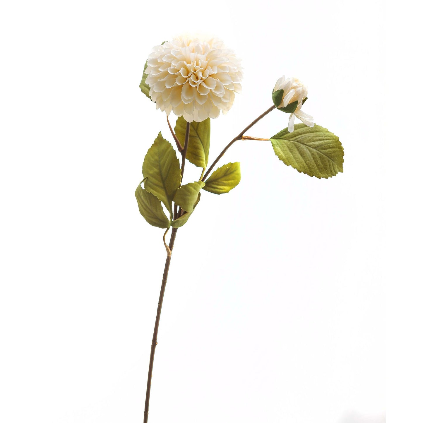 Set of 3 Artificial Flowers White Dahlia Stems