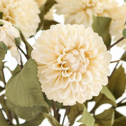 Set of 3 Artificial Flowers White Dahlia Stems