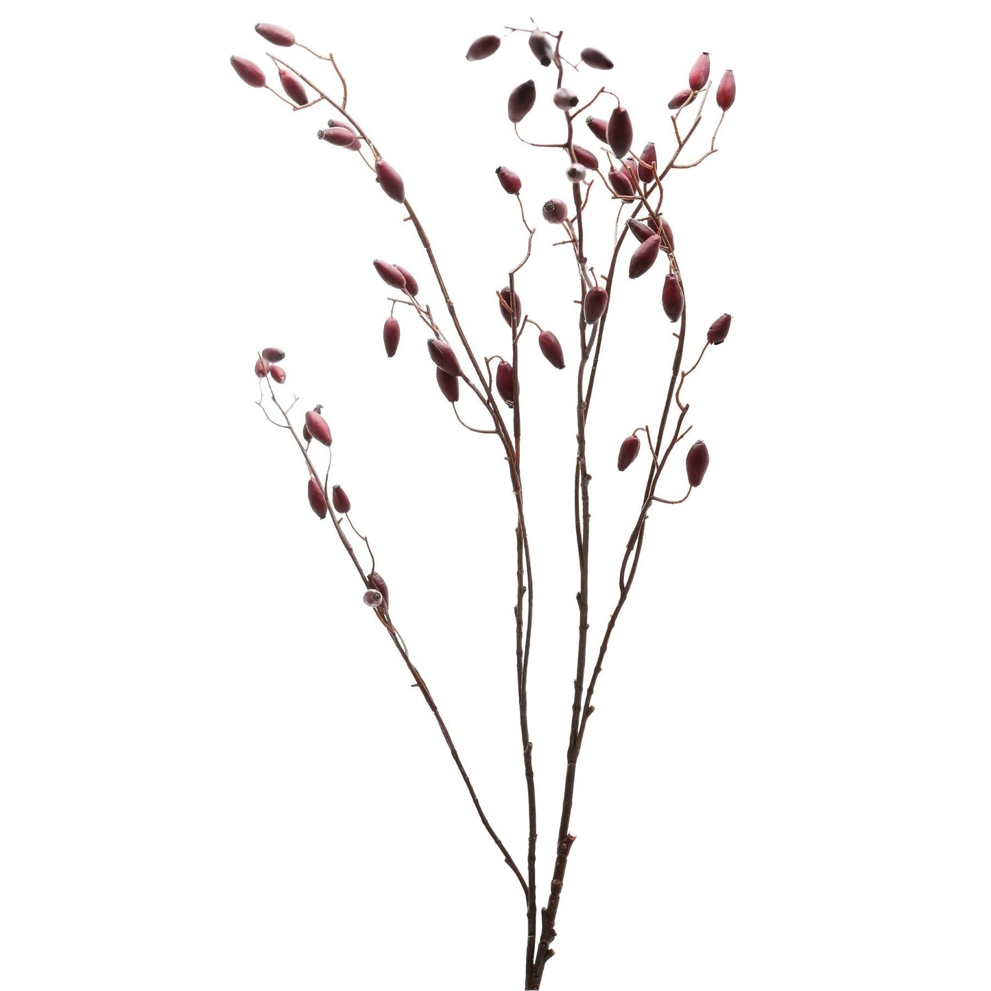 Set of 3 Artificial Flowers Burgundy Rosehip Stems