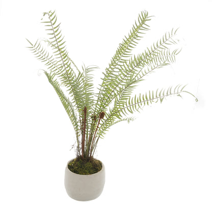 Artificial Boston Fern Plant with White Ceramic Pot