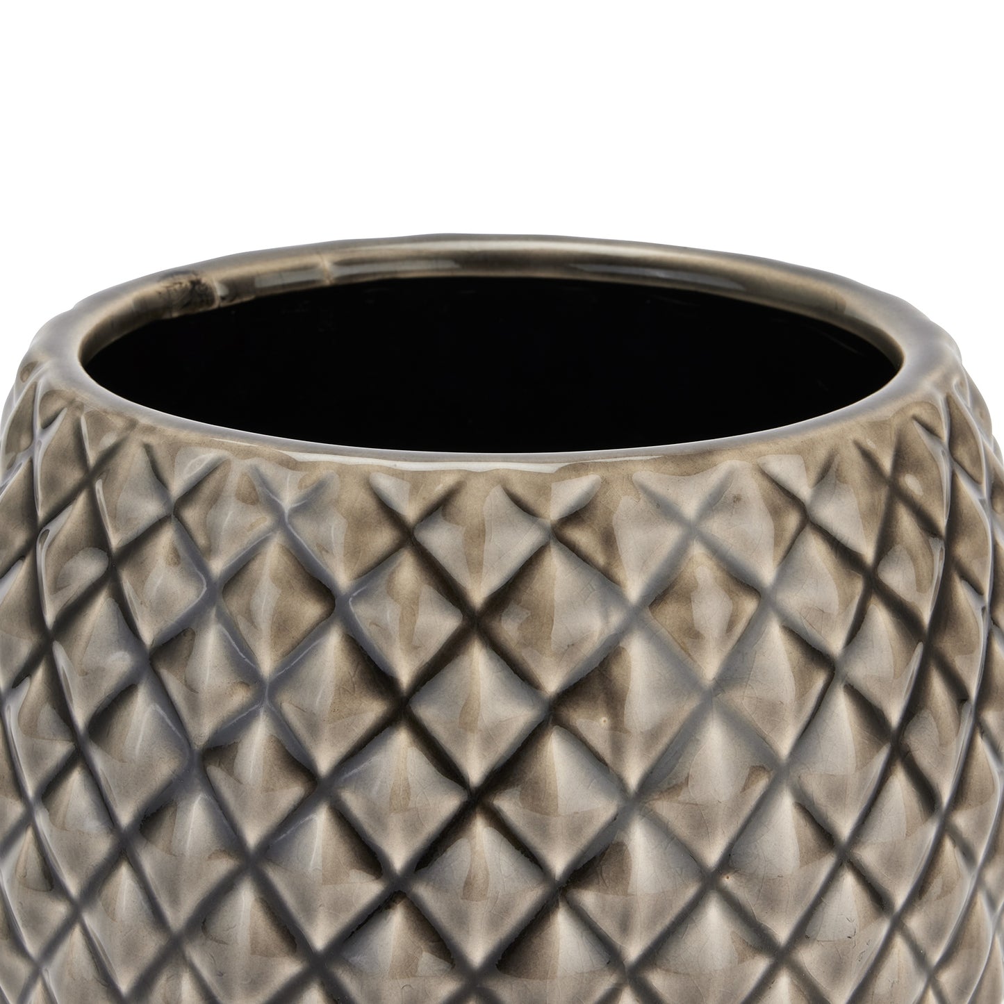 Portland Grey Diamond Pattern Ceramic Planter
