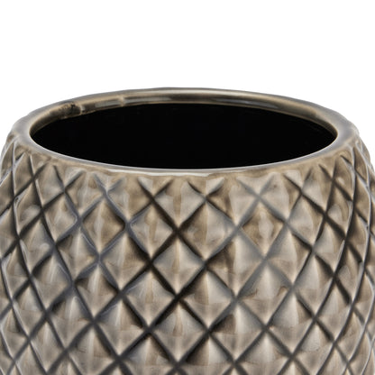 Portland Grey Diamond Pattern Ceramic Planter