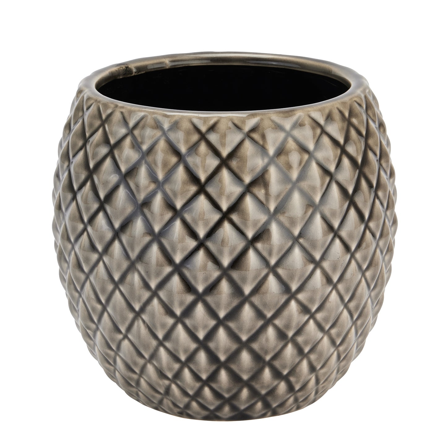 Portland Grey Diamond Pattern Ceramic Planter