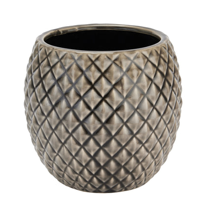 Portland Grey Diamond Pattern Ceramic Planter