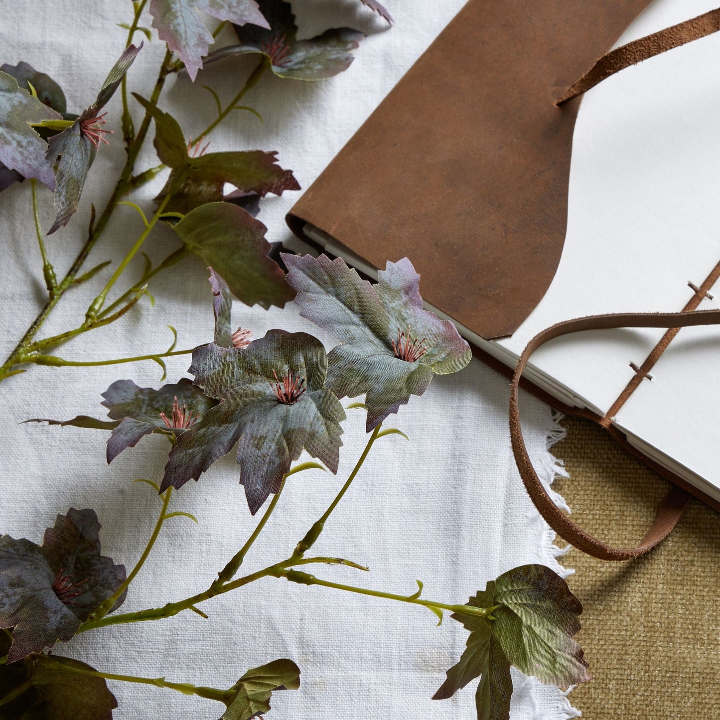 Set of 3 Artificial Flowers Variegated Maple Leaf Stems