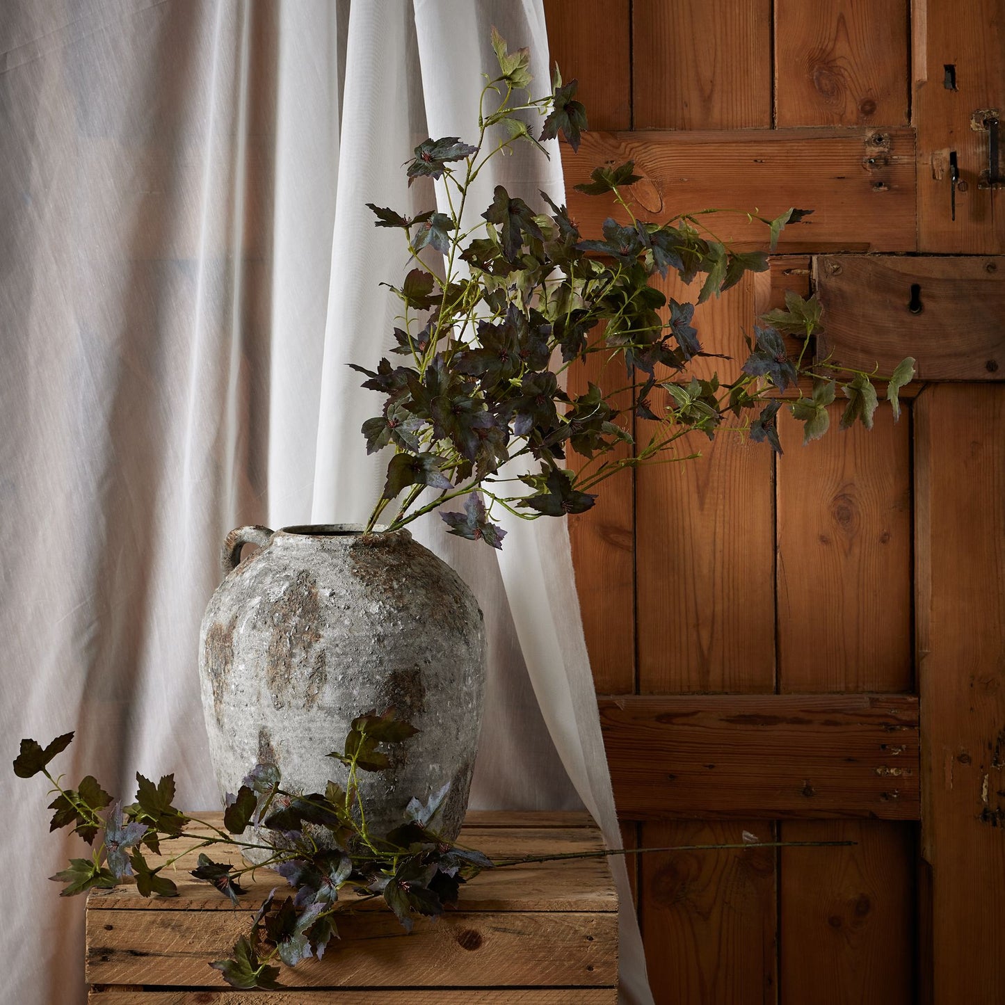 Set of 3 Artificial Flowers Variegated Maple Leaf Stems