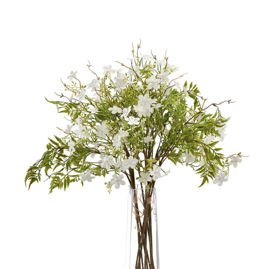 Set of 3 Artificial Flowers Italian White Bellflower Bunches