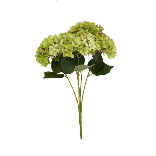 Set of 3 Artificial Flowers Green Hydrangea Bunches