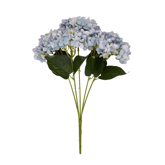 Set of 3 Artificial Flower Blue Hydrangea Stems (5 Heads per Stem)