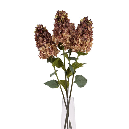 Set of 3 Artificial Flowers Burgundy Spear Hydrangea Stems