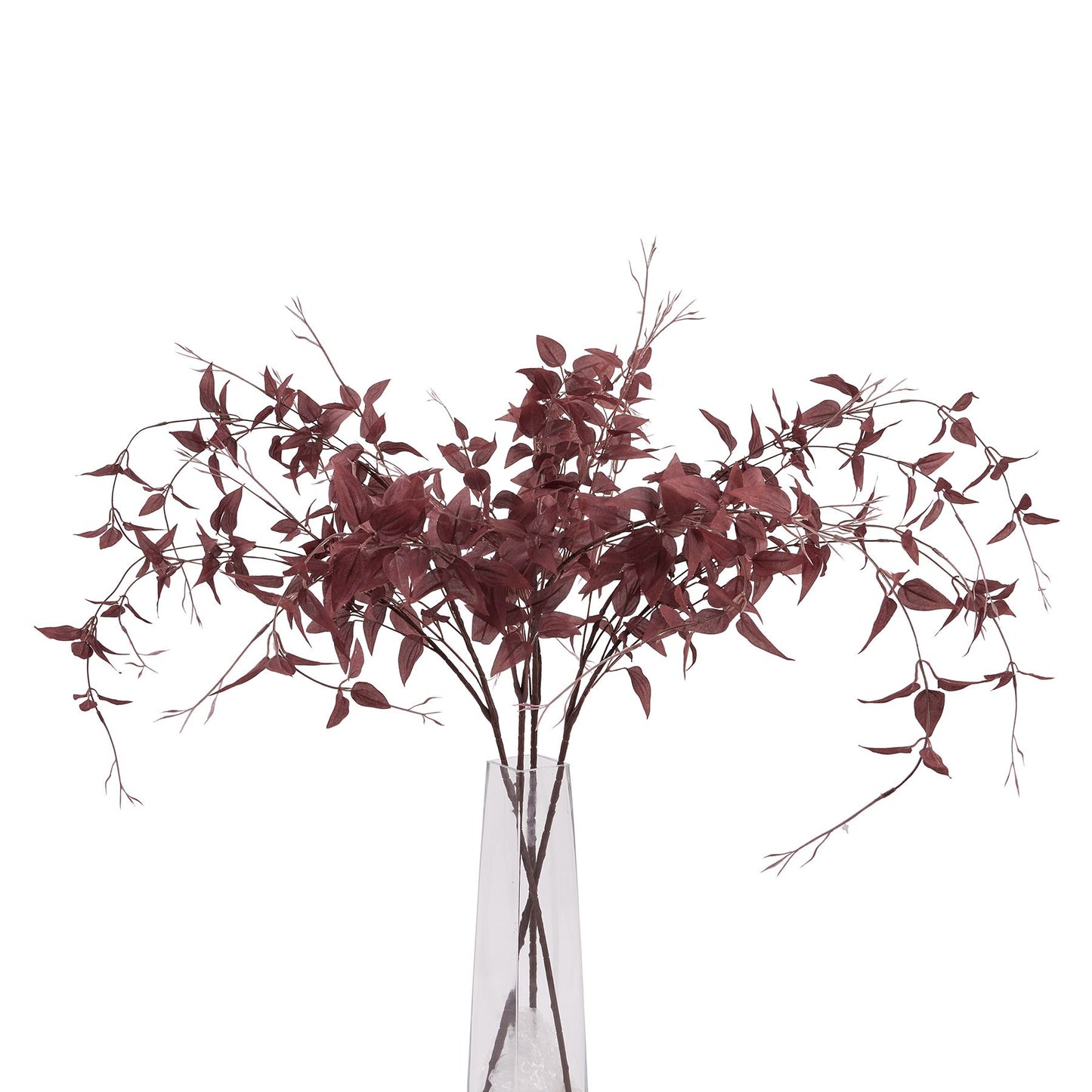 Set of 3 Artificial Flowers Ornamental Burgundy Leaf Stems