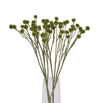 Set of 3 Artificial Flowers Green Craspedia Stems